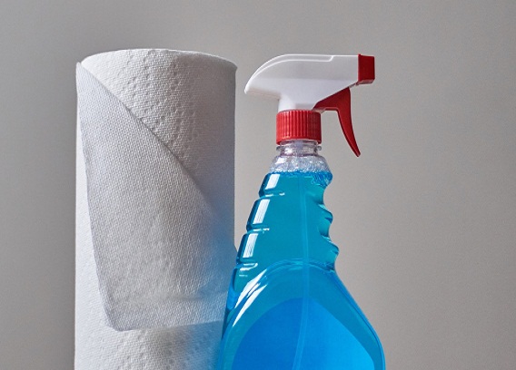 Close up of cleaning products for ontario windows