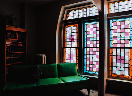 Home with transom and sidelight windows on the front door