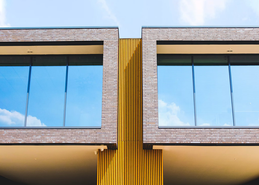 A duplex home with smart glass windows