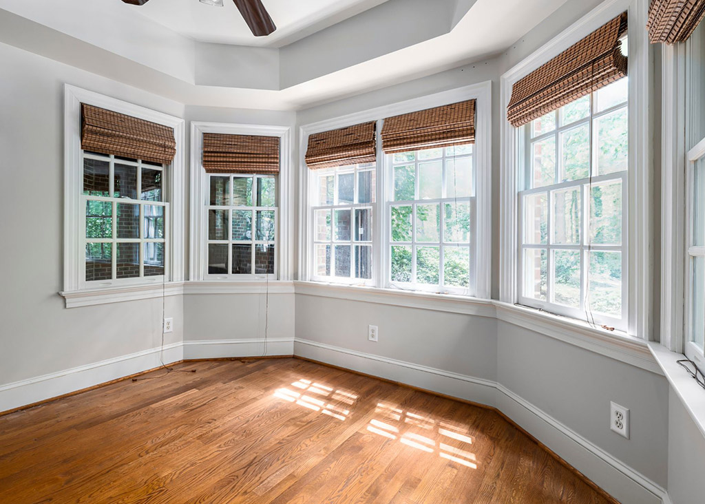 White French windows facing a garden