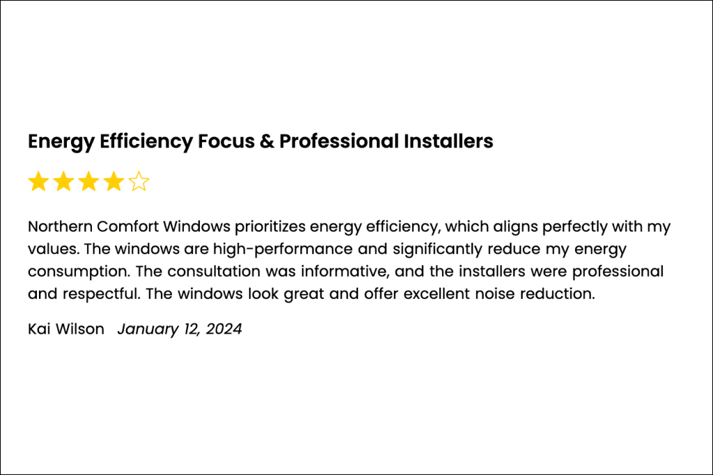  A Northern Comfort Windows review left by a satisfied customer 