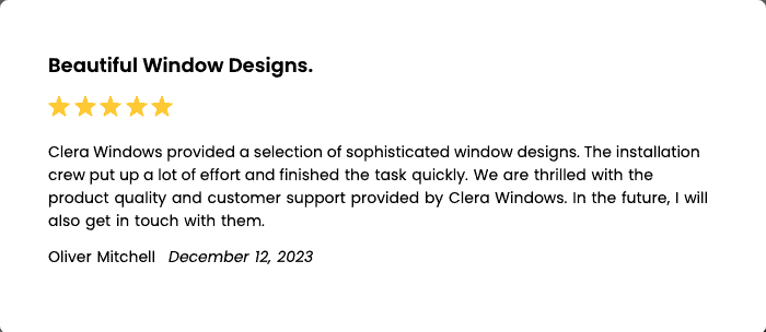 Customer reviews on the products of Clera Windows + Doors